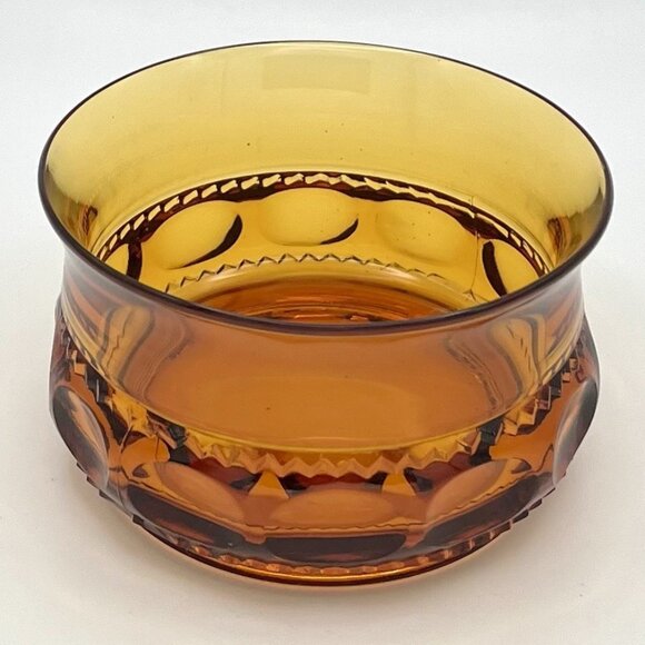 Indiana Glass Amber Thumbprint Bowl Vintage 60s Mid Century Dessert Candy MCM - Picture 1 of 6